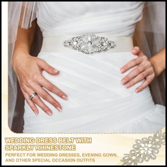 Sparkly Crystal Rhinestone Bridal Belt Sash for Wedding Dress